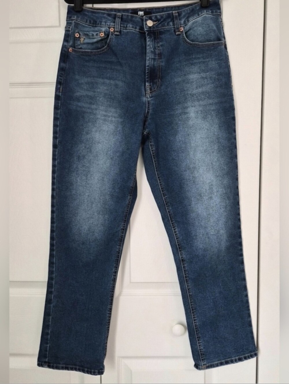 Frye High Rise Cropped Straight Leg Jeans Medium Wash Western Size 8/29